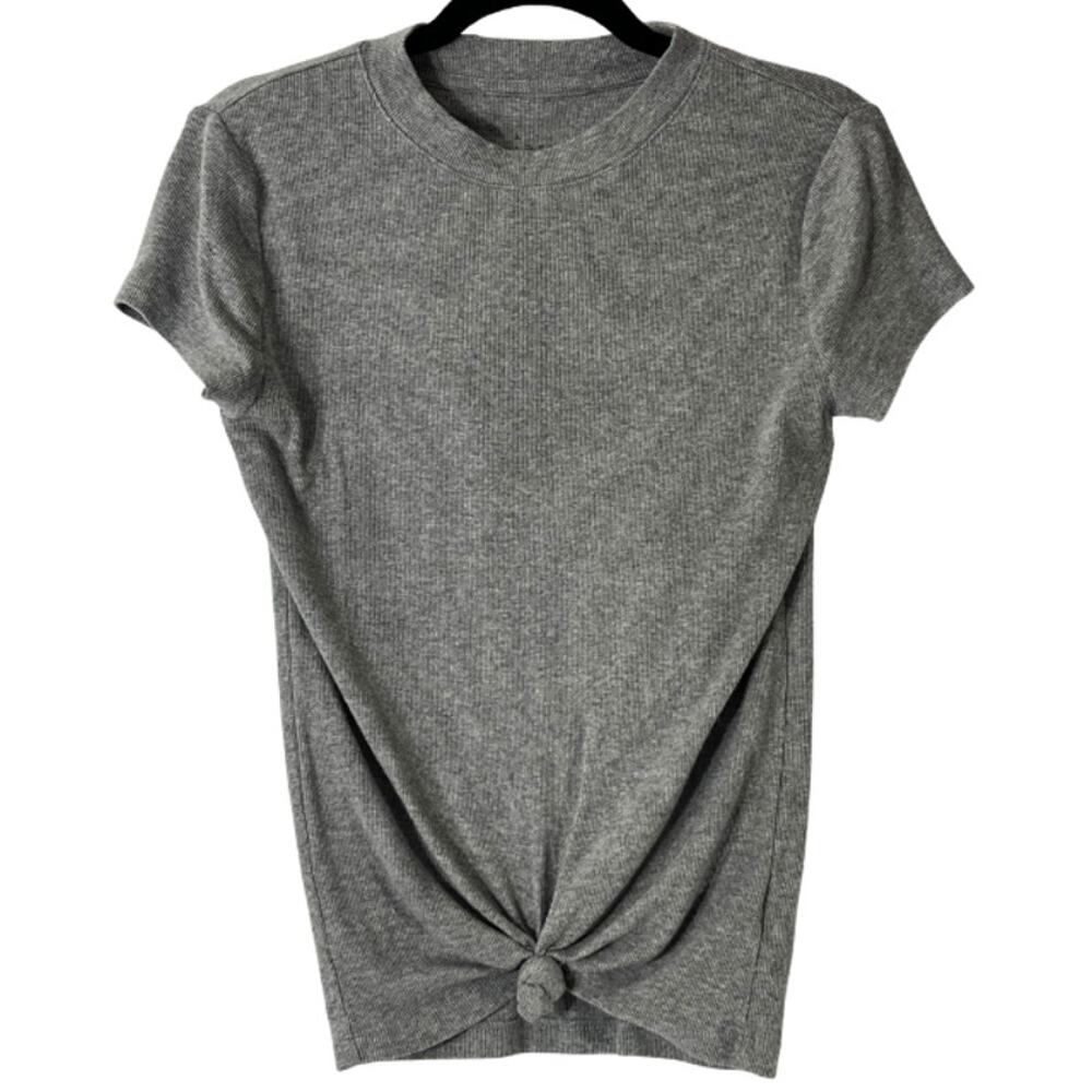 A New Day Grey Crew Neck Ribbed Tie Knot Short Sleeve T-Shirt Size S